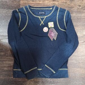 True Religion Navy Kids Long Sleeve Tee with Embroidered Patches